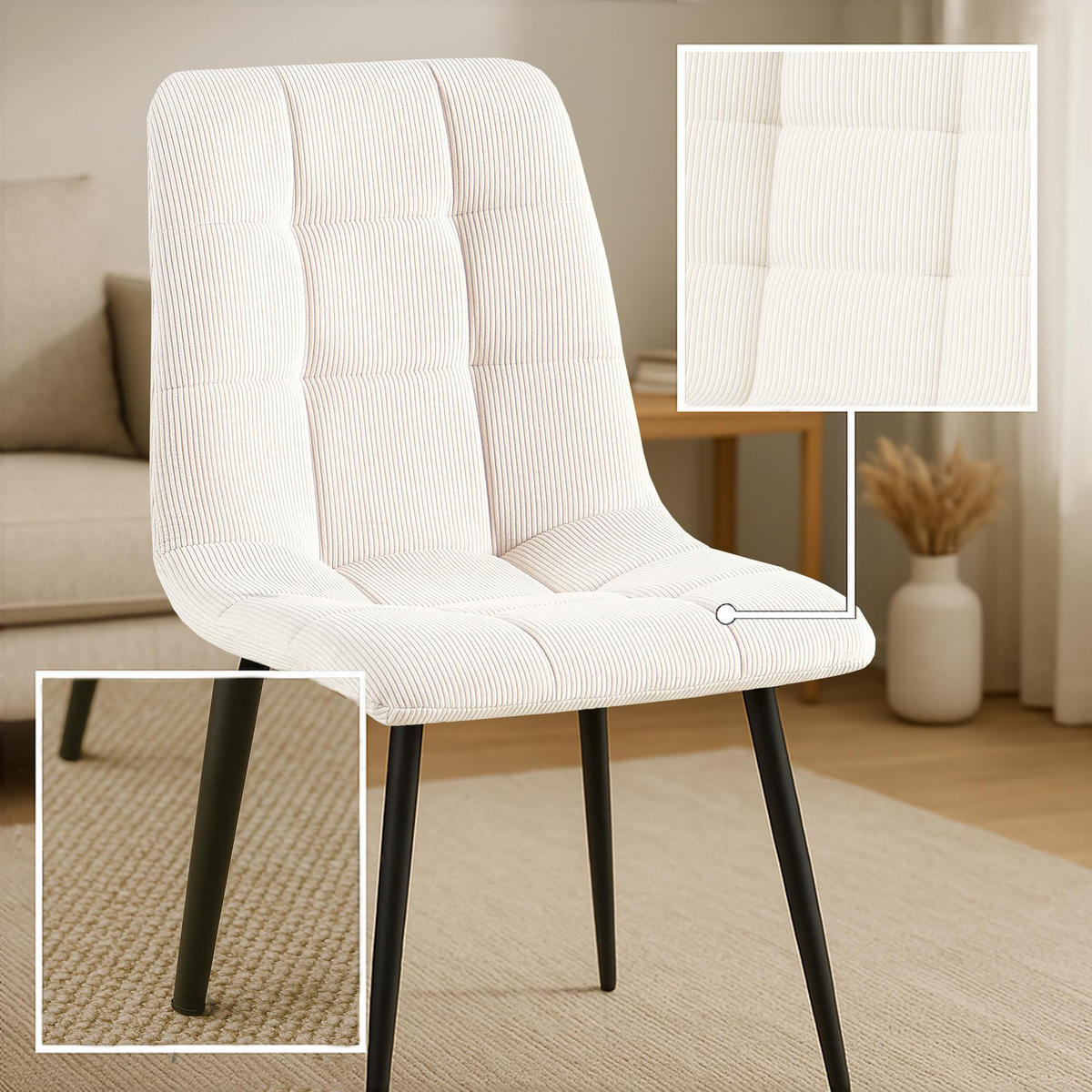 STUHL Cord Creme - Creme, Textil/Metall (45/84/55cm) - CLP