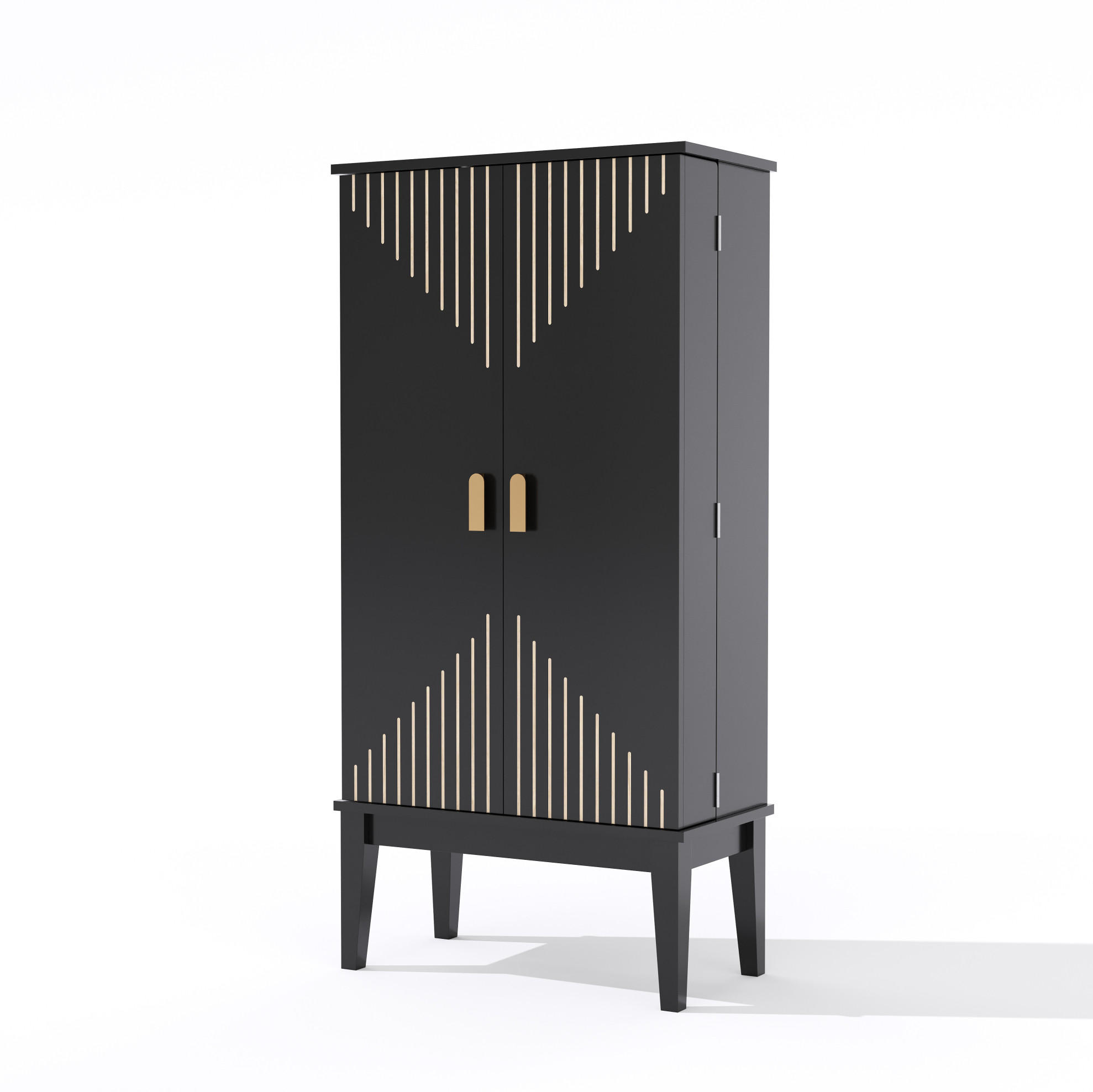 BUFFETSCHRANK 120/30/59 cm aus MDF mit 2 Türen, 5 Fächern und Türablagen im Vintage-Stil, Schwarz - Schwarz, Holzwerkstoff (59/120/30cm) - Redom