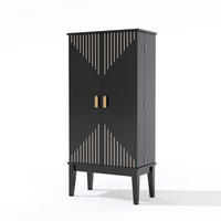 BUFFETSCHRANK 120/30/59 cm aus MDF mit 2 Türen, 5 Fächern und Türablagen im Vintage-Stil, Schwarz - Schwarz, Holzwerkstoff (59/120/30cm) - Redom