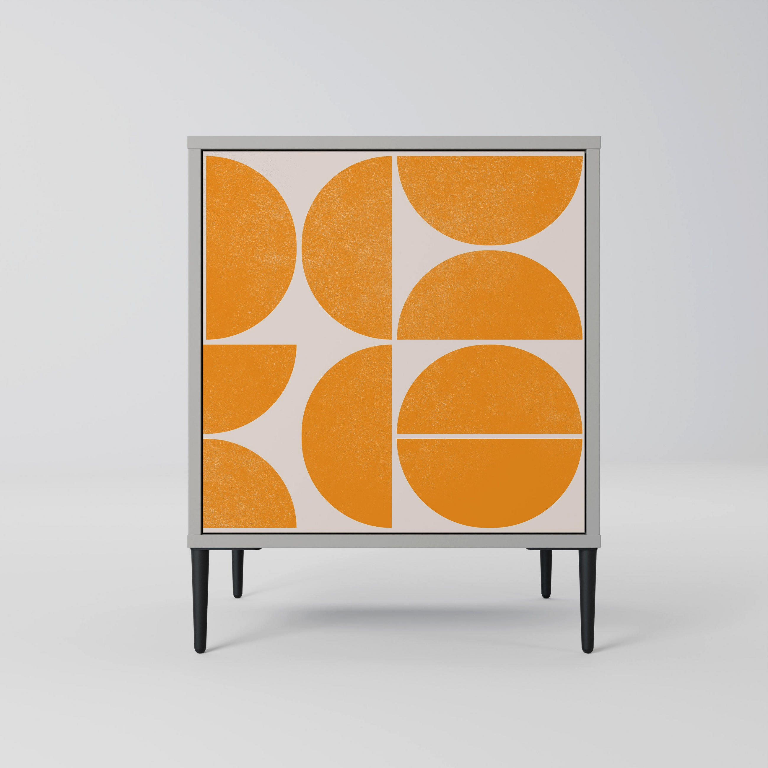 SIDEBOARD RECURRING DREAMS, Grau, 57,5x42x72,5 cm, Schwarze Metallfüße - Multicolor/Schwarz, Holzwerkstoff/Metall (57.5/72.5/42cm) - SpaceRebels