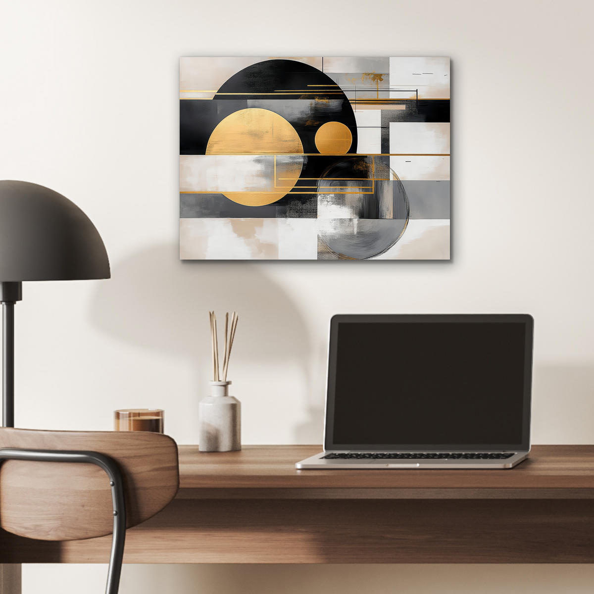 KOVOVÝ OBRAZ Abstraktné - Zlato - Striebro - Tvary - Estetické - Moderné 40x30 cm - zlatá, kov (40/30cm) - MuchoWow