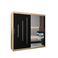 SCHWEBETÜRENSCHRANK 200/200/62 2-türig - Silberfarben/Schwarz, Holz/Kunststoff (200/200/62cm) - Abiks Möbel