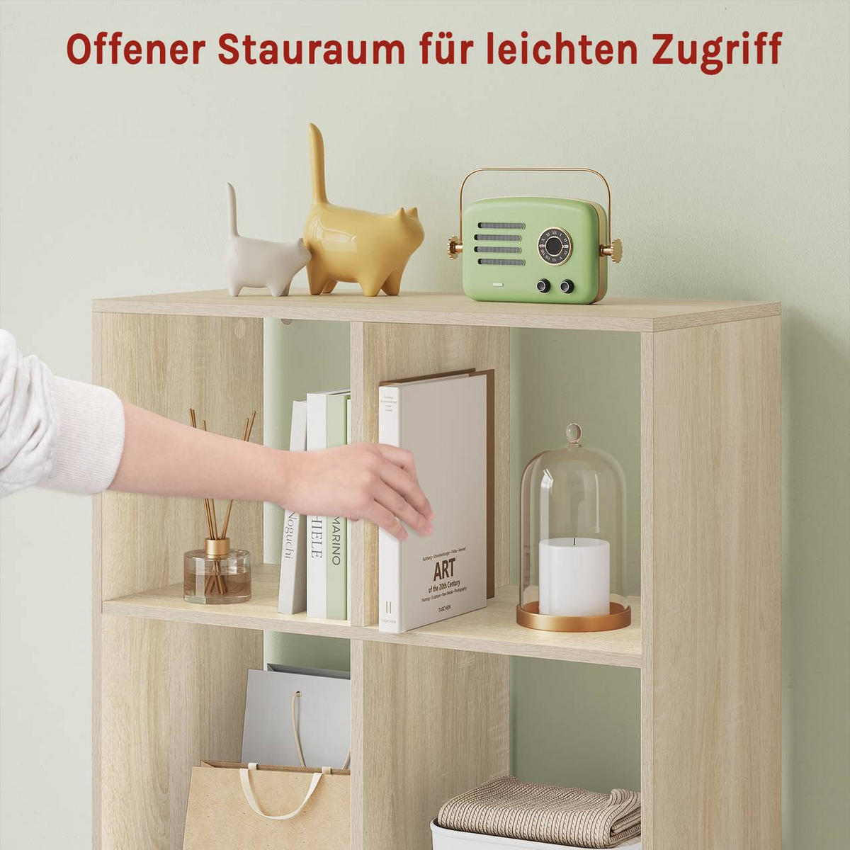 REGALE Bücherregal mit 6 Würfeln, 60x89,5x29 cm, Helle Eiche - Eichefarben, Holzwerkstoff/Kunststoff (60/89.5/29cm) - Woltu