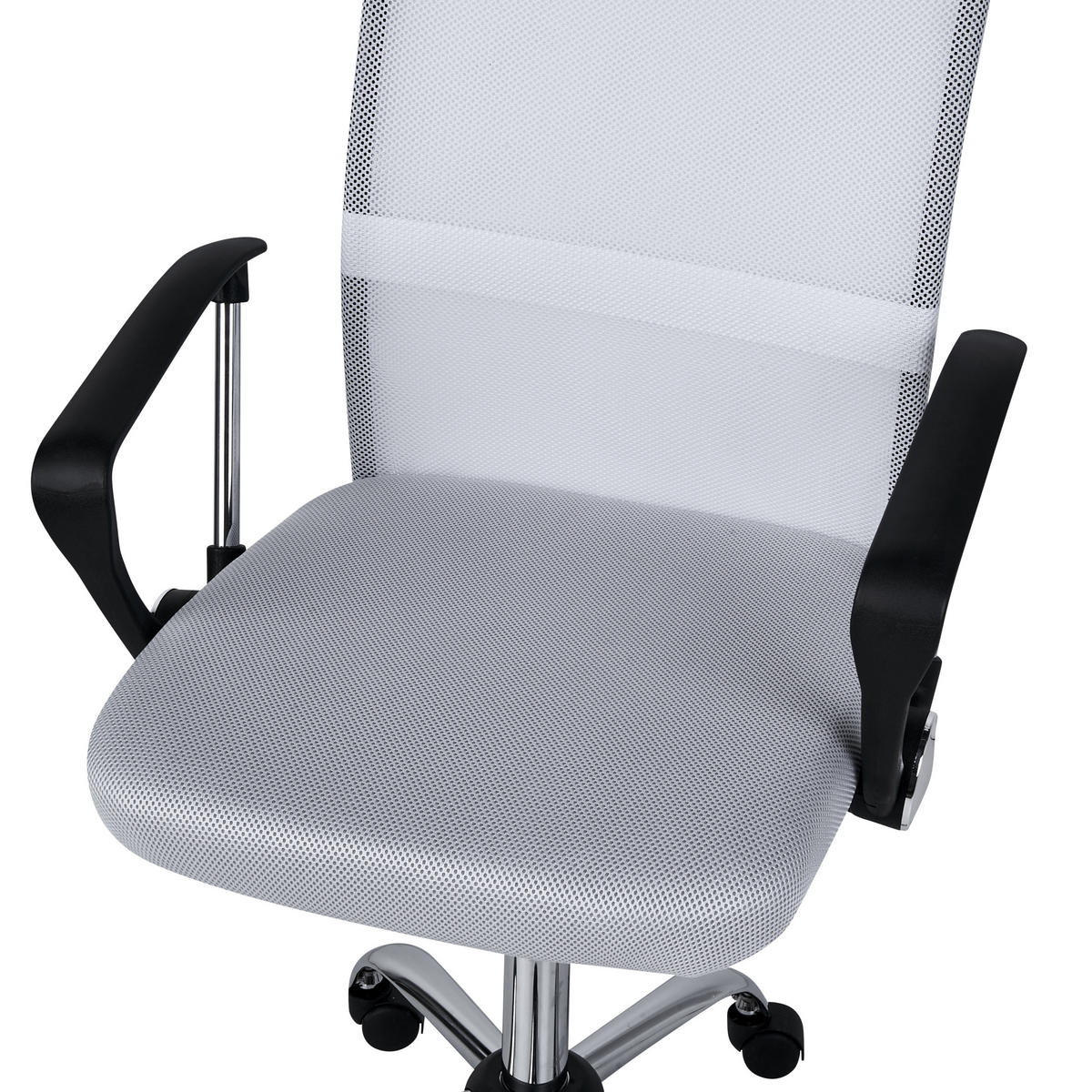 BÜROSTUHL Cremeweiß Best - Silberfarben/Schwarz, Textil (55/94/55cm) - Beliani