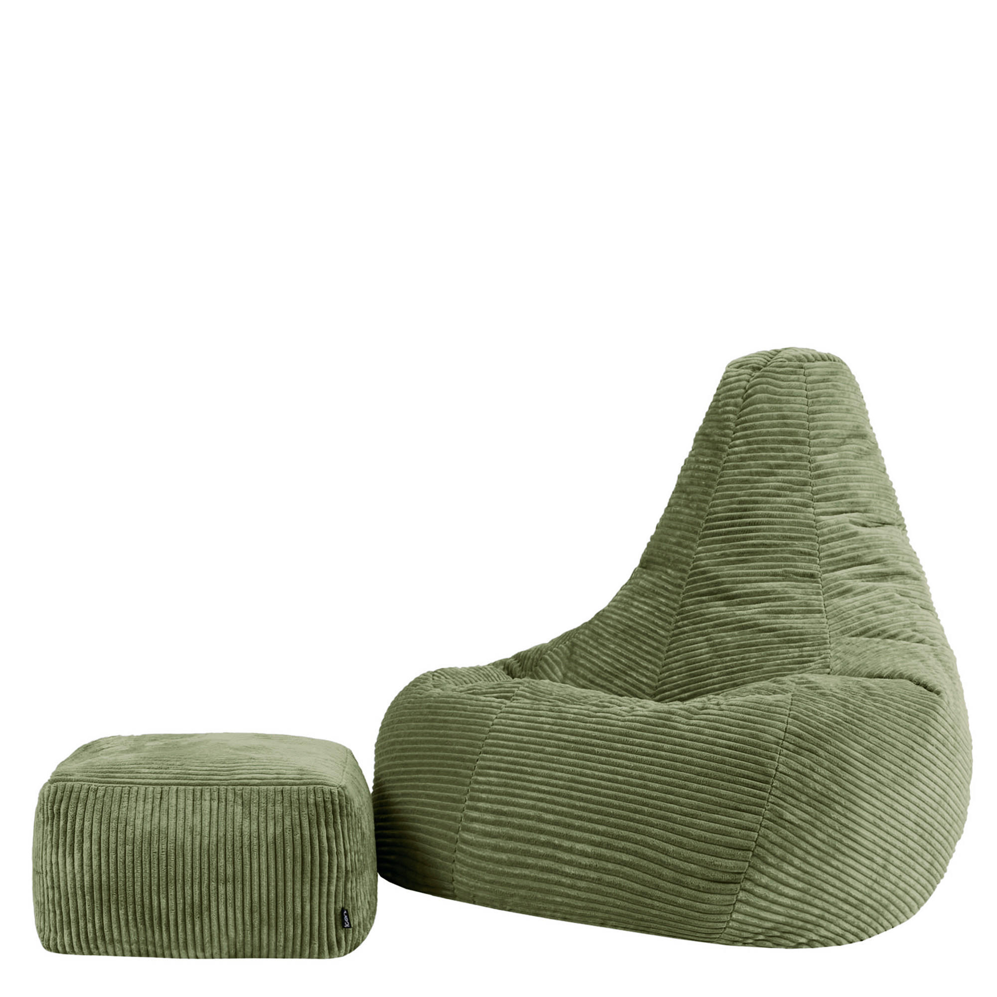 SITZSACK mit Hocker Dalton XXL Cord - Salbeigrün, Textil (94/40/92cm) - icon