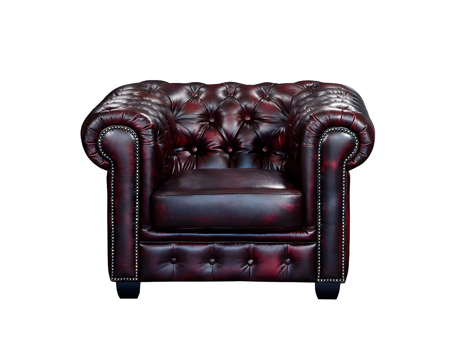 SESSEL mit gerader Rückenlehne - 1 Person - Leder - Bordeaux - - Bordeaux, Leder (105/73/96cm) - Vente-Unique