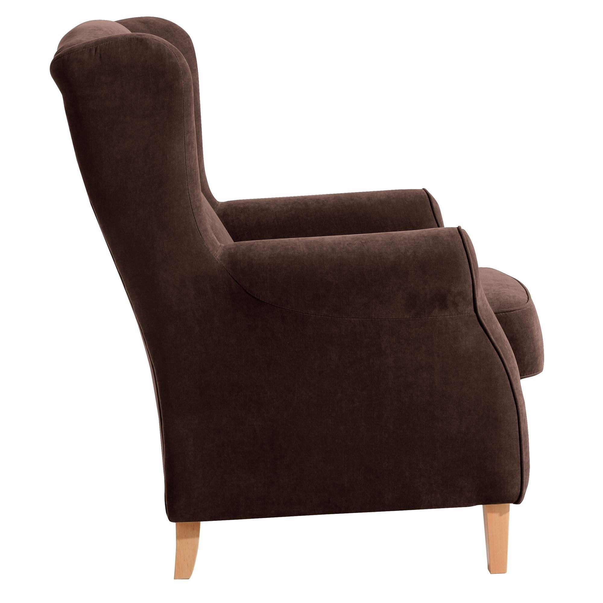 OHRENSESSEL Karlen Bezug Veloursstoff Buche natur / braun - Buchefarben/Braun, Kunststoff (86/103/77cm) - 58aufmkessel