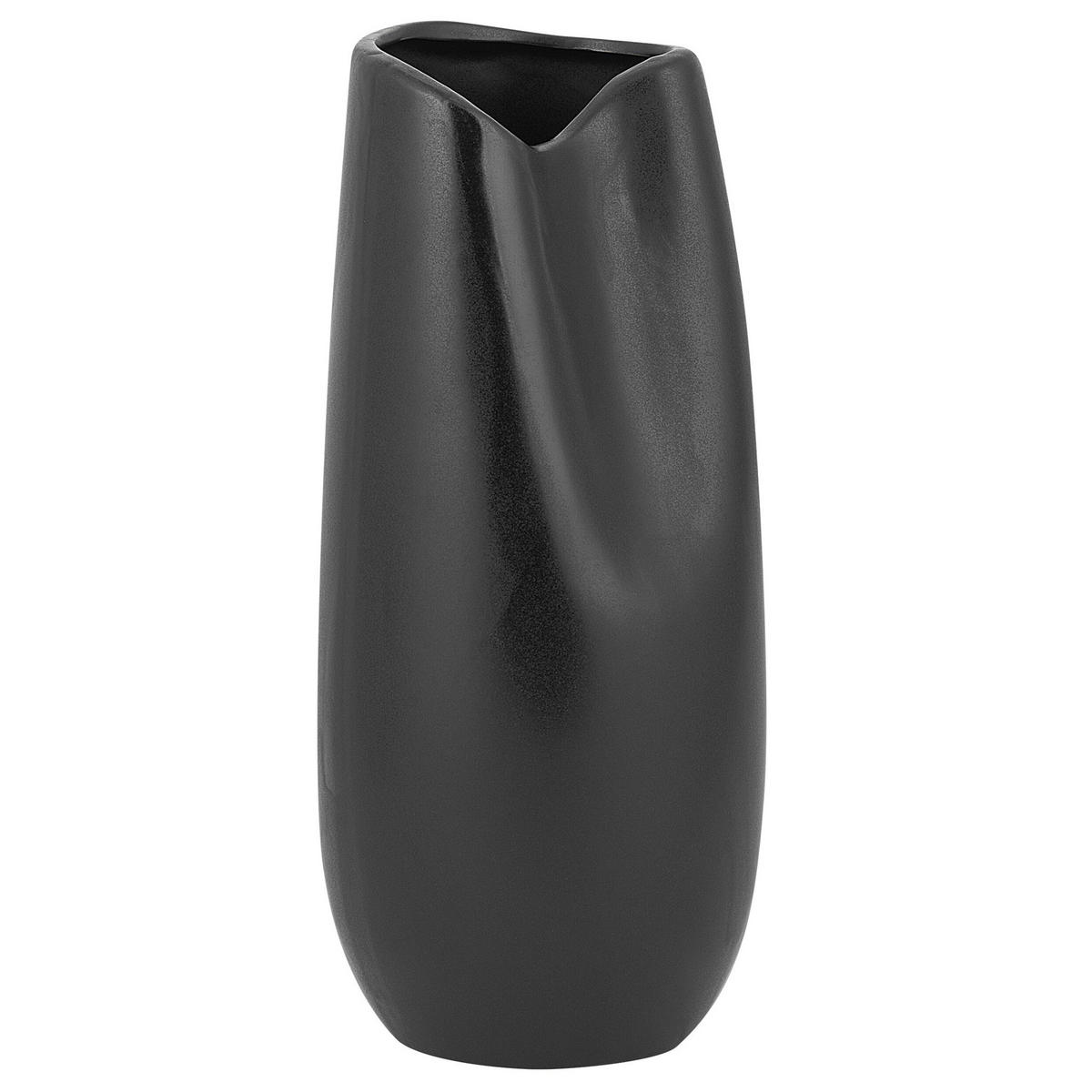 DEKOVASE Steinzeug schwarz Derbe - Schwarz, Stein (32cm) - Beliani