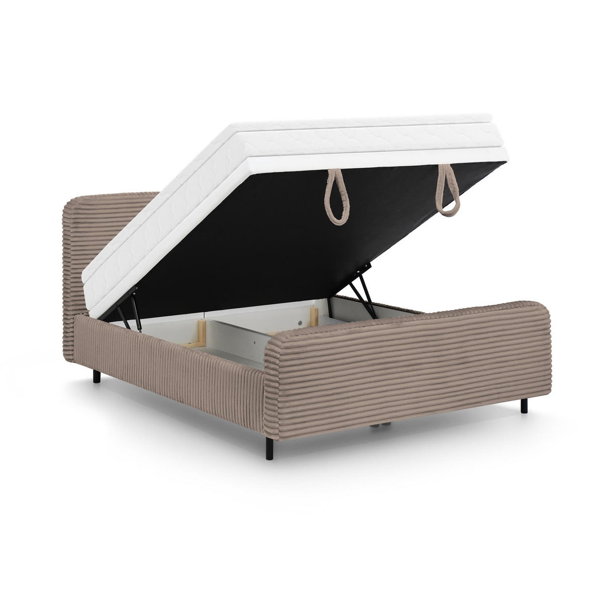 POLSTERBETT Lea mit Matratze und Topper, 160x200, Cappuccino - Schwarz/Cappuccino, Textil (160/200cm) - Beautysofa