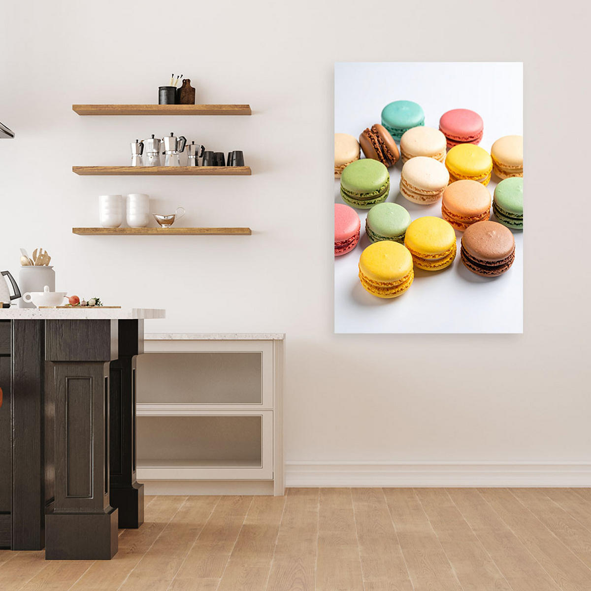 LEINWANDBILD Makronen Kekse 60x90cm - Multicolor, Textil (60/90cm) - Feeby