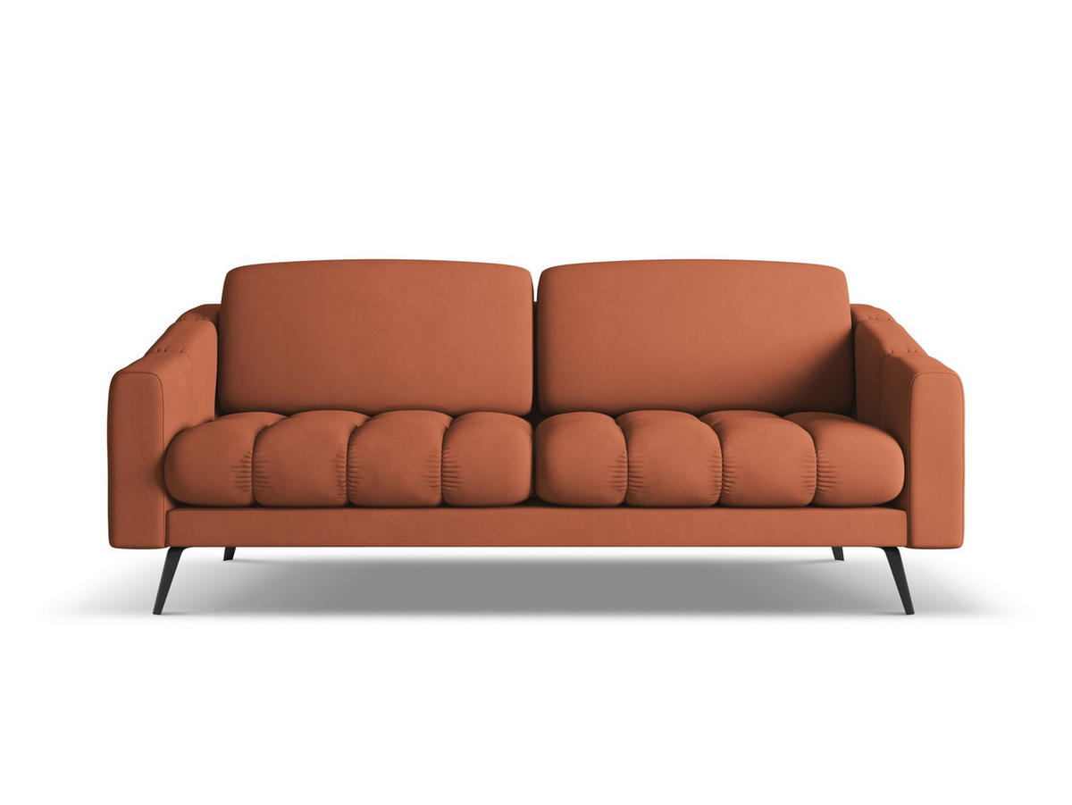 3-SITZER SOFA Chenille Stoff Orange - Terra cotta/Schwarz, Kunststoff/Textil (202/80/95cm) - Makamii