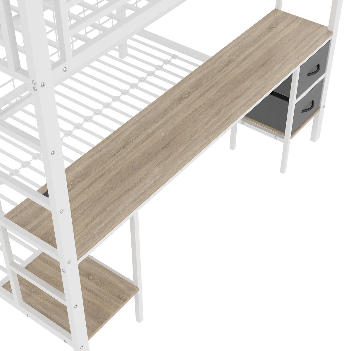 HOCHBETT 90x200 und 140x200cm Mit 7-farbiger LED-Leiste, USB-Anschluss, ohne Matratze, Weiß - Weiß, Metall (140/200cm) - KOMHTOM