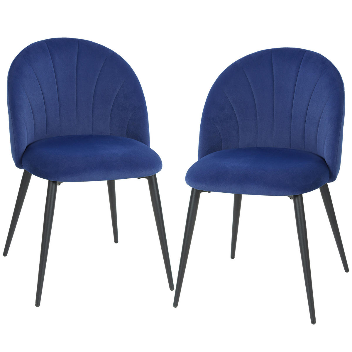ESSZIMMERSTÜHLE 2er-Set DE-13339 Muscheldesign & Velours Blau - Blau, Metall (55/79/52cm) - ComfortXL