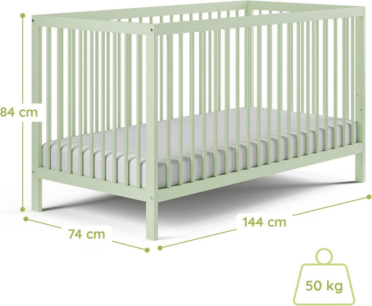 DĚTSKÁ POSTÝLKA 70x140 cm v zelené barvě - zelená barva, dřevo (70/140cm) - Kids Collective