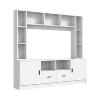 WOHNWAND DE-40392 2 Schränke, 2 Schubladen und 11 Fächer Weiß - Weiß, Holzwerkstoff (180/170/35cm) - ComfortXL