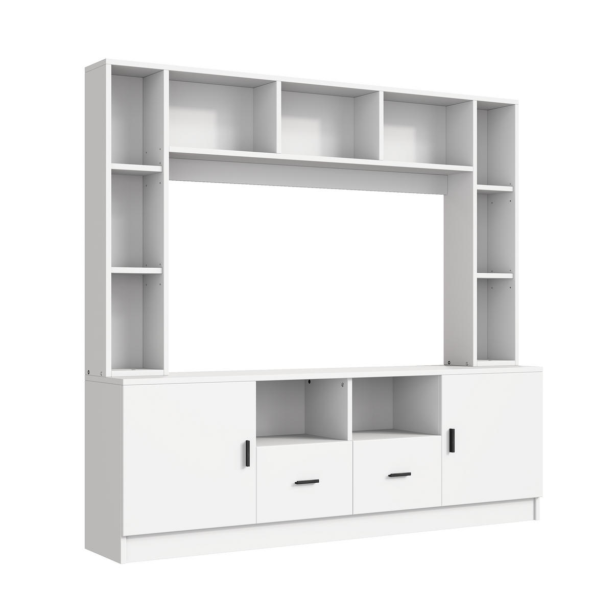 TV-MÖBELSET weiß mit TV-Board und Regal gestaffeltem Design 180 × 35 × 170 cm - Weiß, Holzwerkstoff (180/170/35cm) - Luhomfu
