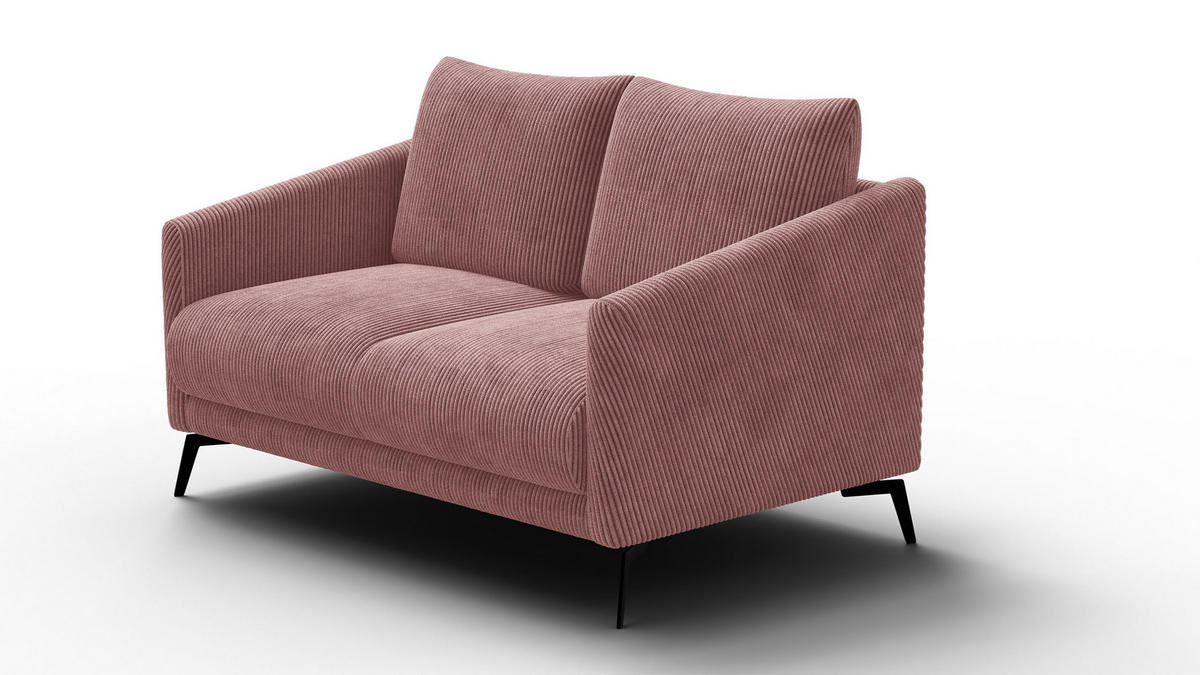 SOFA VILT 2-Sitzer, altrosa - Schwarz/Altrosa, Holzwerkstoff/Textil (142/89/94cm) - Courtois Laville