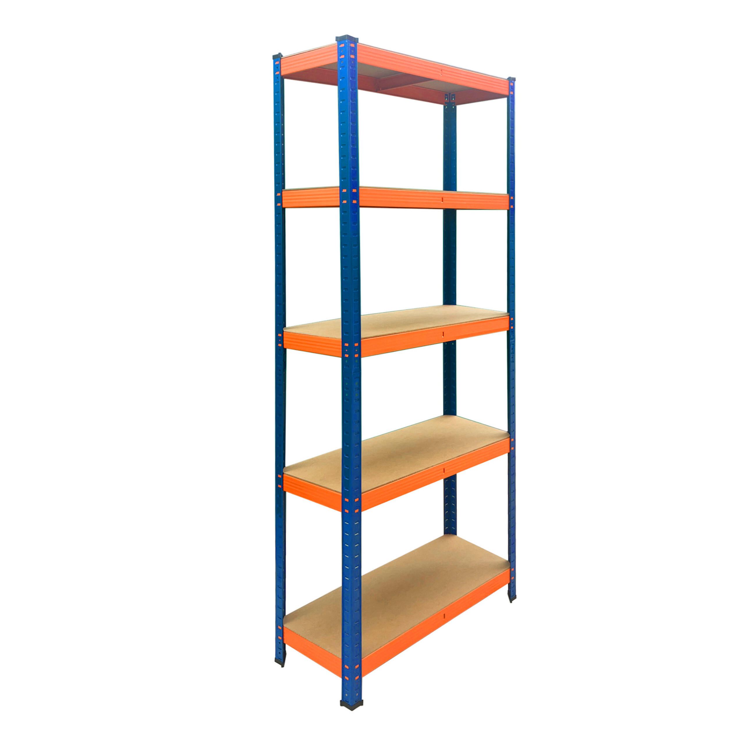 SCHWERLASTREGAL Blau Orange 5 Ebenen Metall 30x60x180 cm - Multicolor, Holzwerkstoff/Kunststoff (60/180/30cm) - Relaxdays
