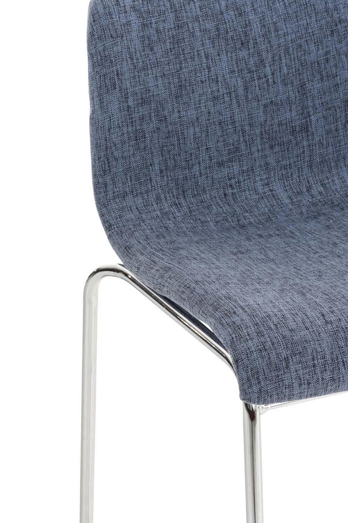 BARHOCKER Stoff Blau - Chromfarben/Blau, Textil/Metall (43/100/48cm) - CLP