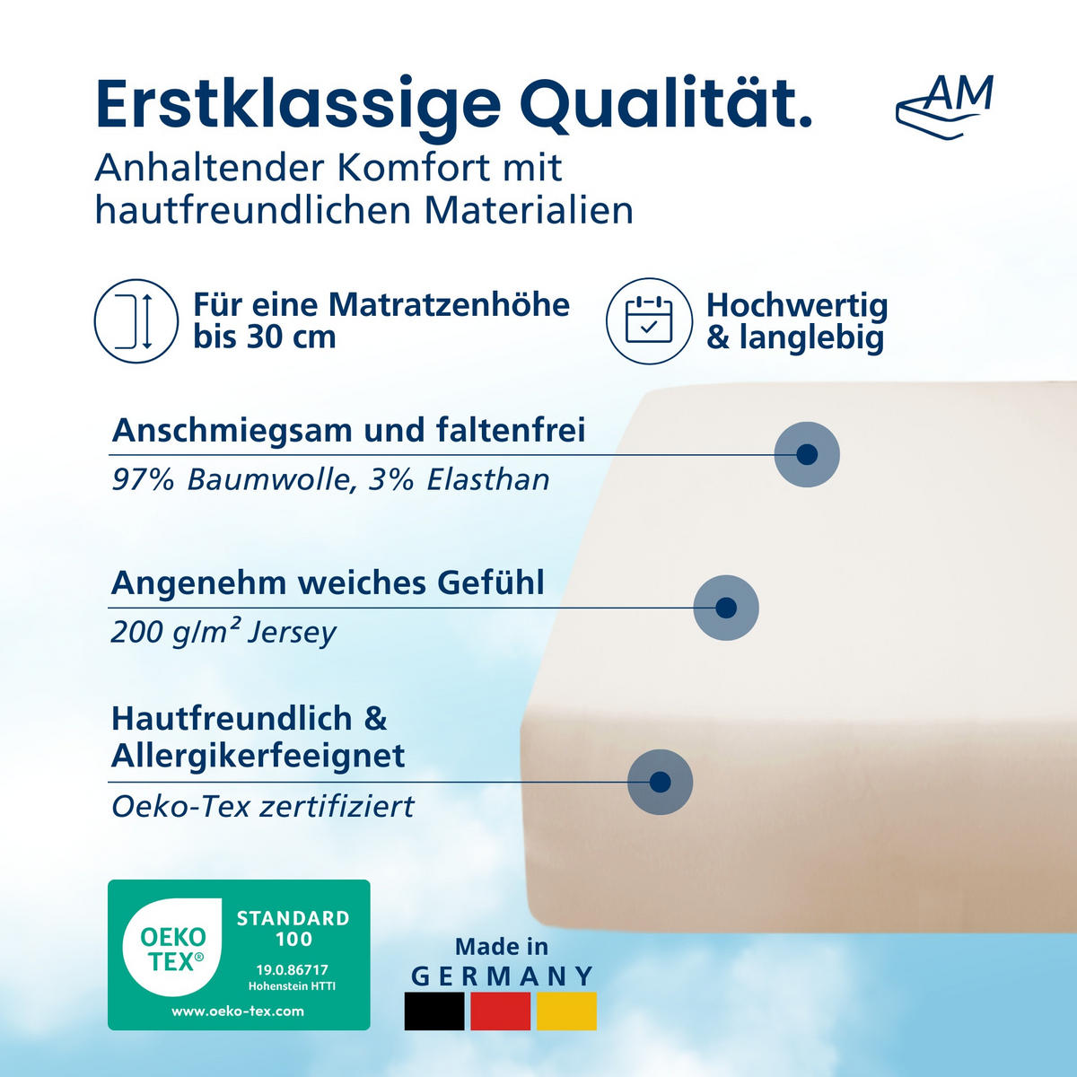 SPANNBETTLAKEN 80/210/25 cm Creme - Creme, Textil (80/210cm) - AM Qualitätsmatratzen