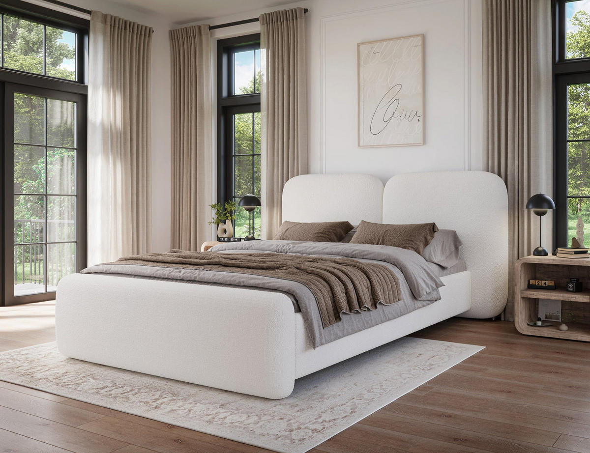 POLSTERBETT Ollival 180x200 cm mit Bettkasten und Metallrahmen – Modernes Designbett ohne Matratze - Weiß, Kunststoff (180/200cm) - Wohnideebilder