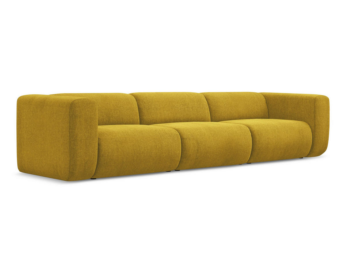 4-SITZER-SOFA Chenille Stoff Gelb - Currygelb/Gelb, Kunststoff/Textil (319/70/89cm) - Makamii