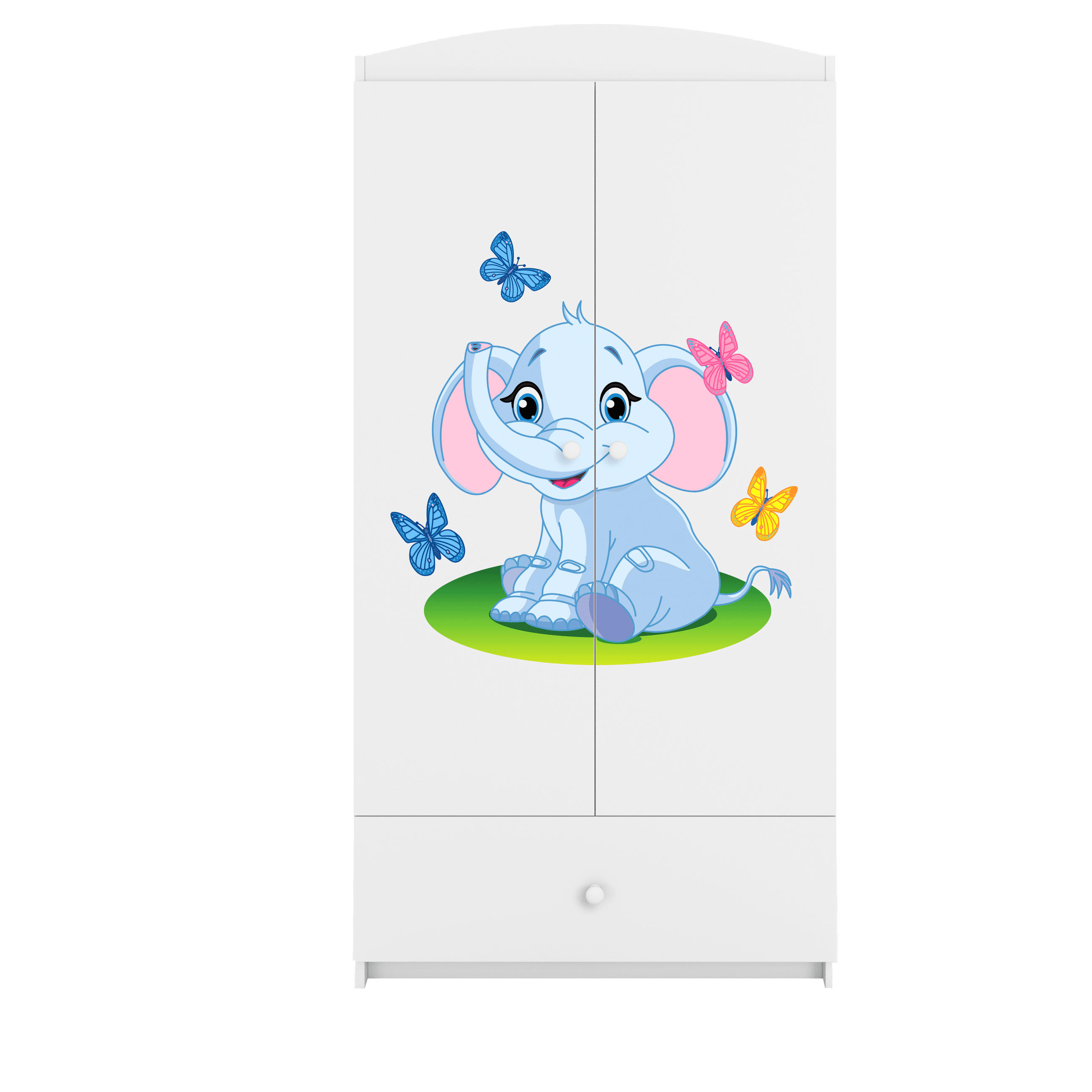 KINDERKLEIDERSCHRANK Elefant - Weiß, Holzwerkstoff (90/175/52cm) - RAUMHIRSCH FURNITURE