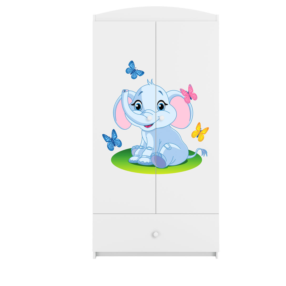 KINDERKLEIDERSCHRANK Elefant 90/175/52 - Weiß, Holzwerkstoff (90/175/52cm) - Kocot Kids