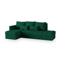 ECKSOFA LUMARI L-S Grün Plüsch-Stoff mit Schlaffunktion - Grün, Holz (262/143cm) - MASSENO