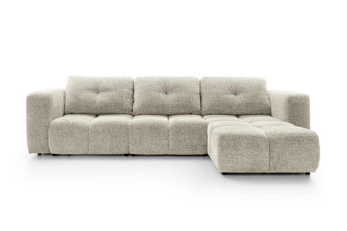 ECKSOFA ARTE 03 Creme Chenille mit Schlaffunktion - Creme, Holz (336/177cm) - MASSENO