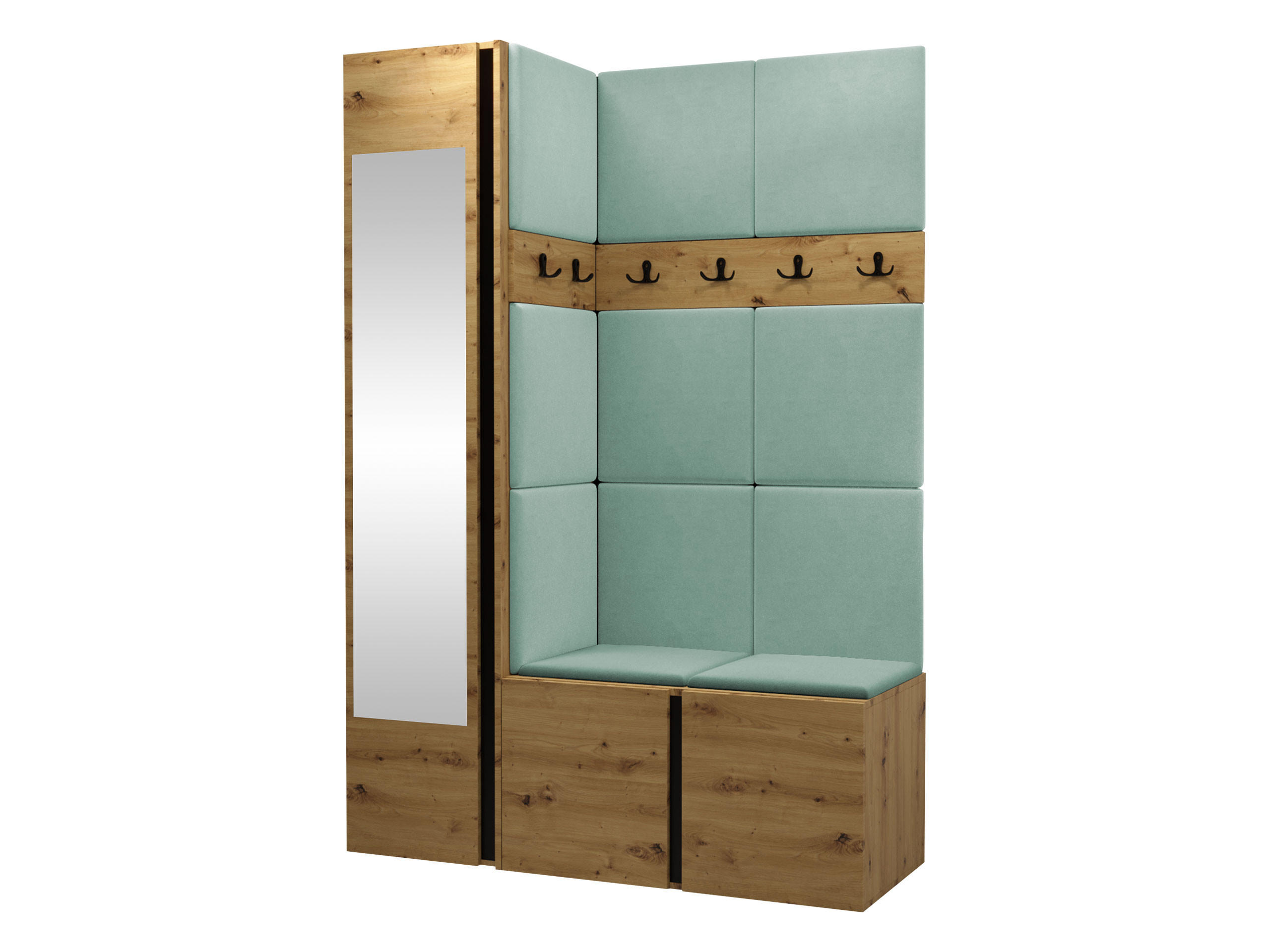 GARDEROBEN-SET Orion X - Eiche Artisan/Mintgrün, Holzwerkstoff/Kunststoff (124/186/46cm) - MIRJAN24