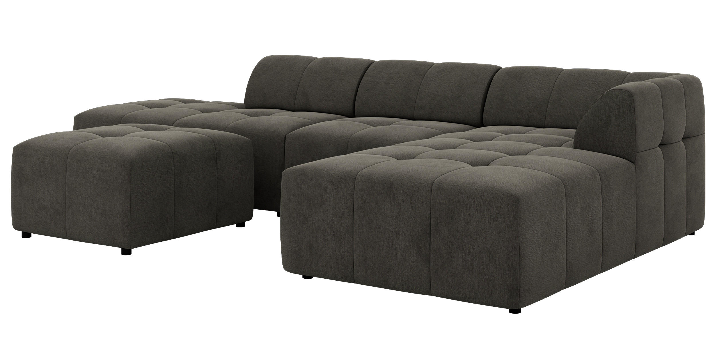 ECKSOFA GRIDA 4M L Dunkelgrau Velvet - Rechts - Dunkelgrau/Schwarz, Kunststoff/Textil (176/335cm) - MKS
