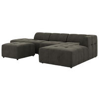 ECKSOFA GRIDA 4M L Dunkelgrau Velvet - Rechts - Dunkelgrau/Schwarz, Kunststoff/Textil (176/335cm) - MKS