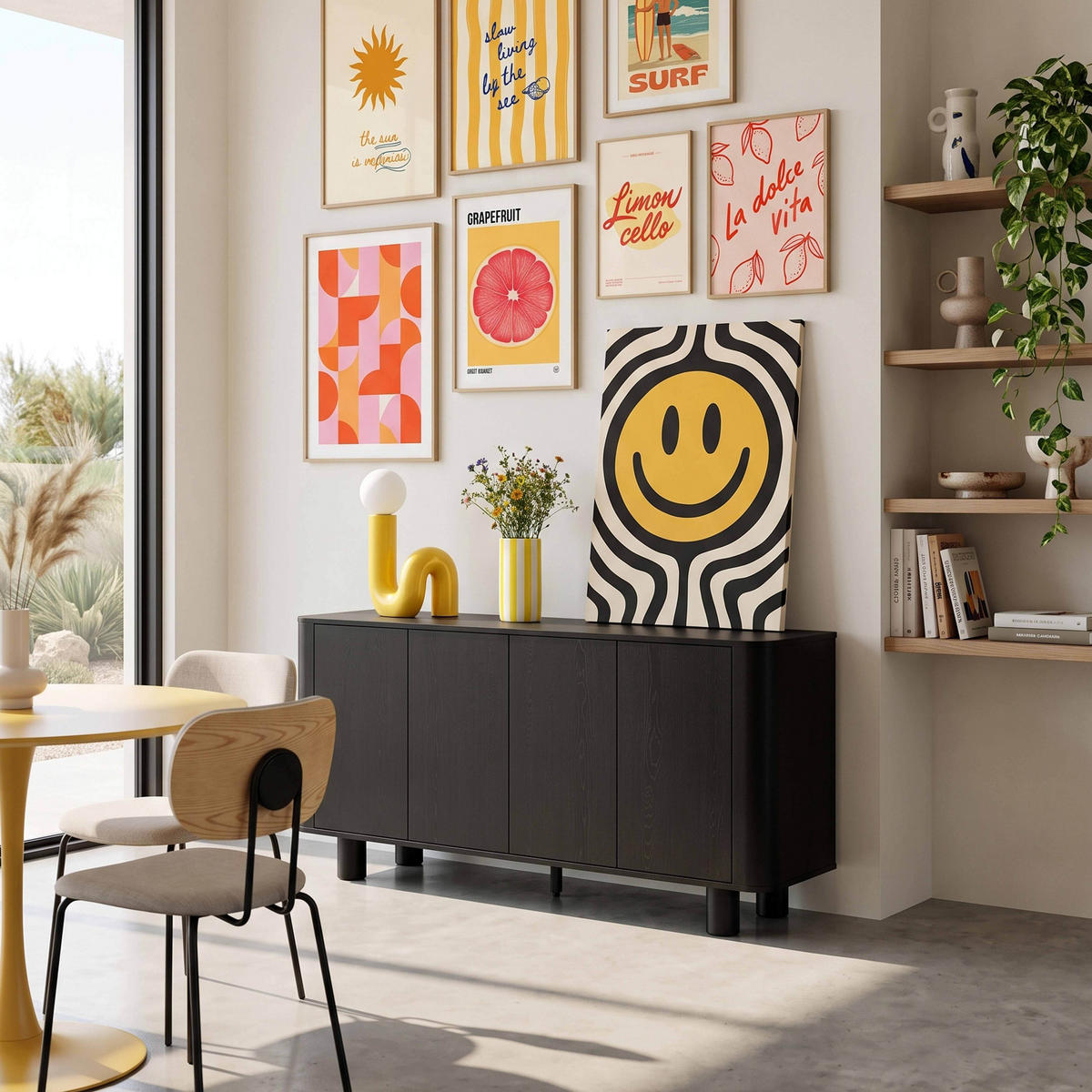 SIDEBOARD 160 cm, schwarzes Holz - Schwarz, Holz (160/75/40cm) - Oviala