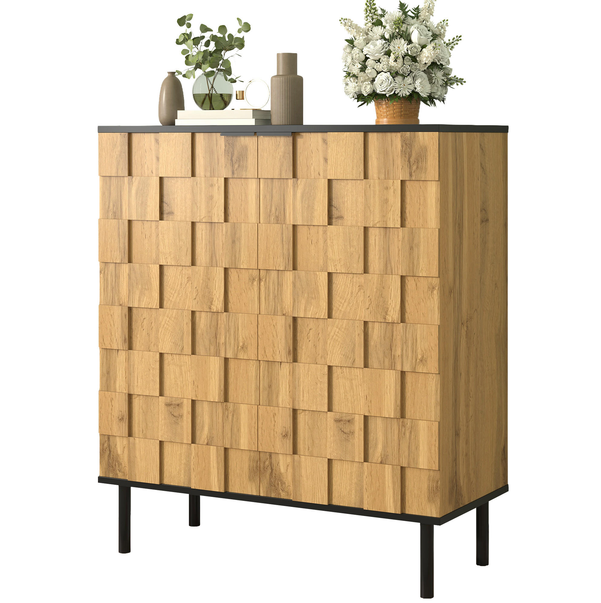 SCHUHSCHRANK 80/91,5/35 cm Natur aus Spanplatte mit höhenverstellbaren Fächern - Naturfarben, Holzwerkstoff (80/91/35cm) - OKMYHOME
