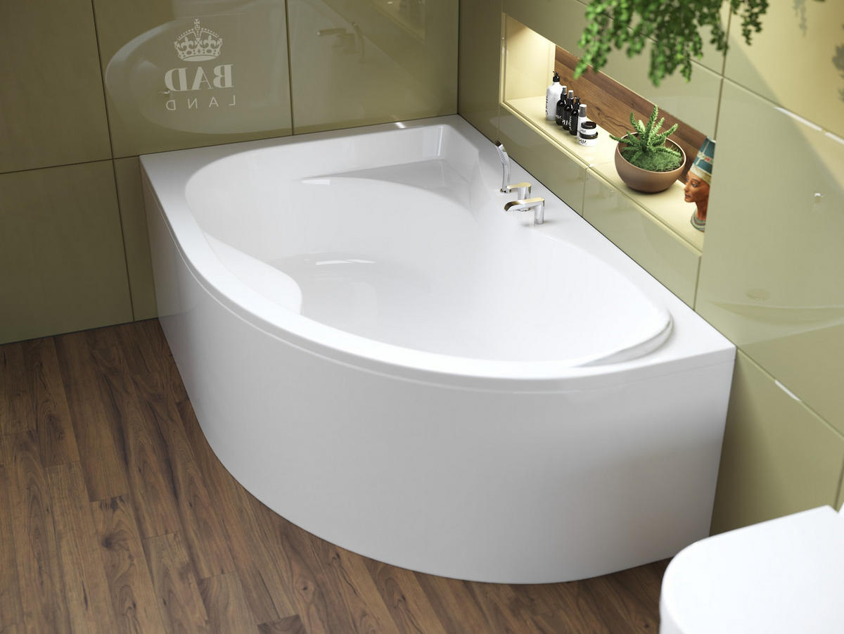 BADEWANNE Eckwanne DORA 170/110 Links Ablauf & Füße - Weiß, Kunststoff (110/59.5/170cm) - bad land