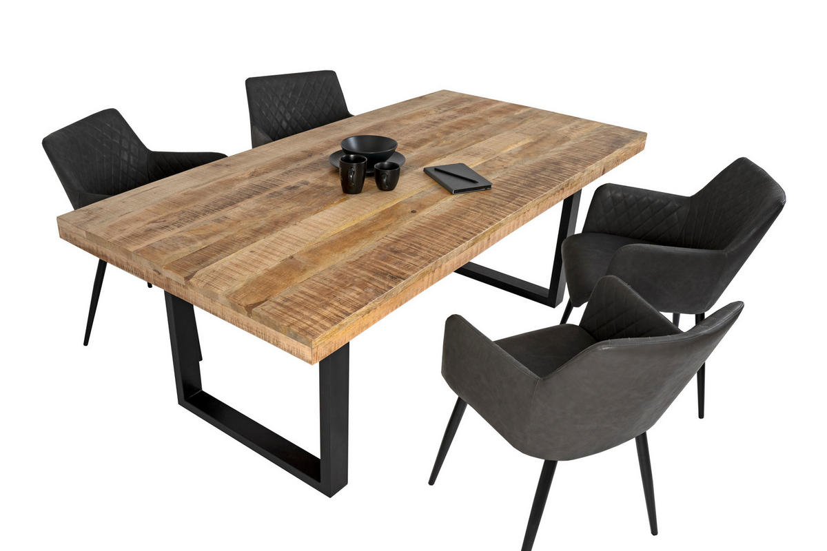 ESSTISCH RIO - Beige/Schwarz, Holz/Metall (100/300/77cm) - SAM