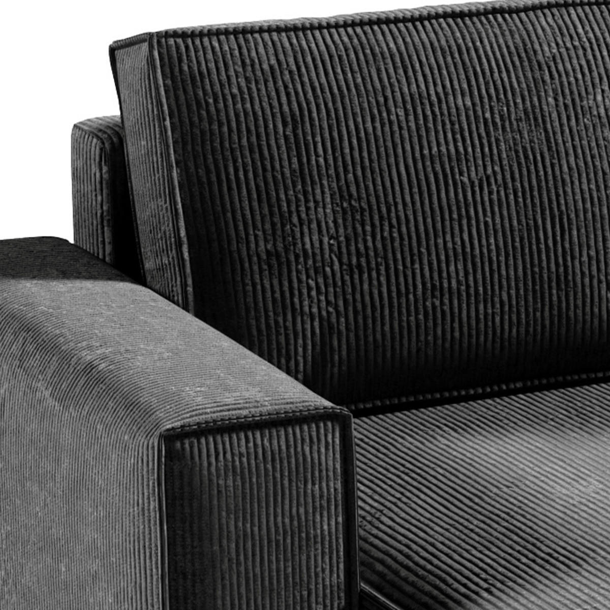 PANORAMASOFA Isaac 5 Sitzplätze Dunkelgrau - Grau, Holzwerkstoff (390/85/185cm) - Petits-meubles