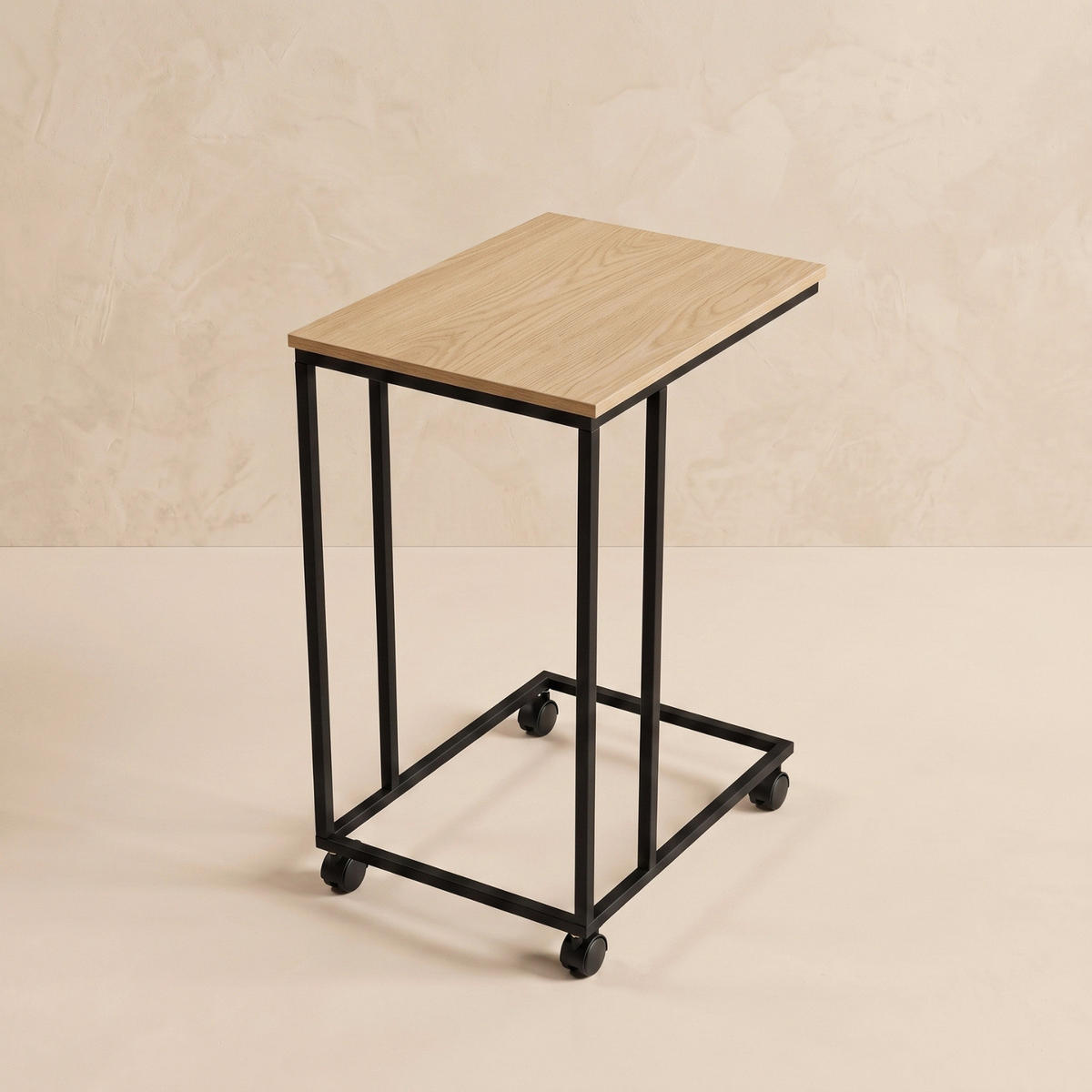 BEISTELLTISCH mit Rollen Braun 35/50/61 cm - Hellbraun, Metall (35/50/61cm) - SCENA LIVING