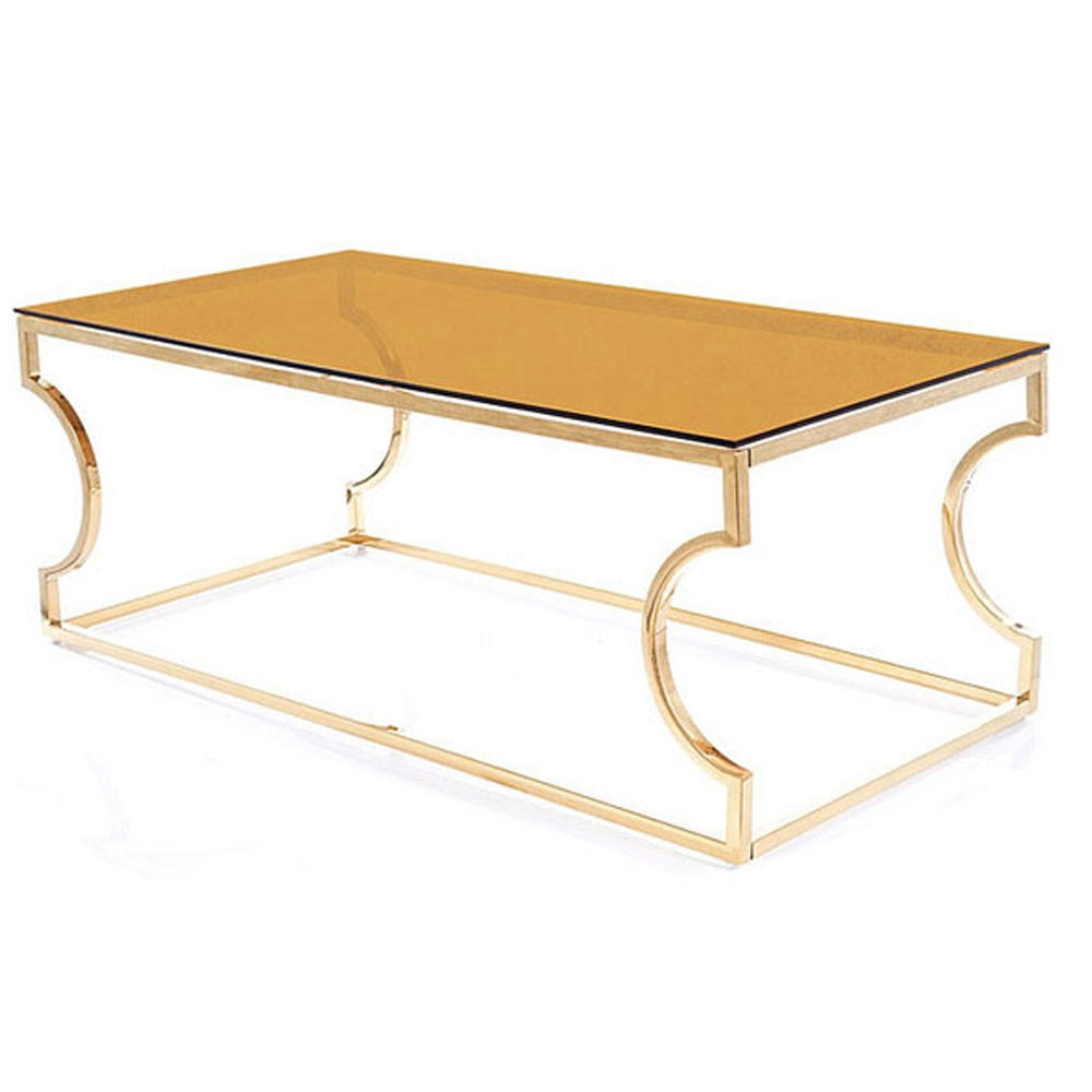 Feldmann-Wohnen Couchtisch Gold, Braun 120x40x60 cm