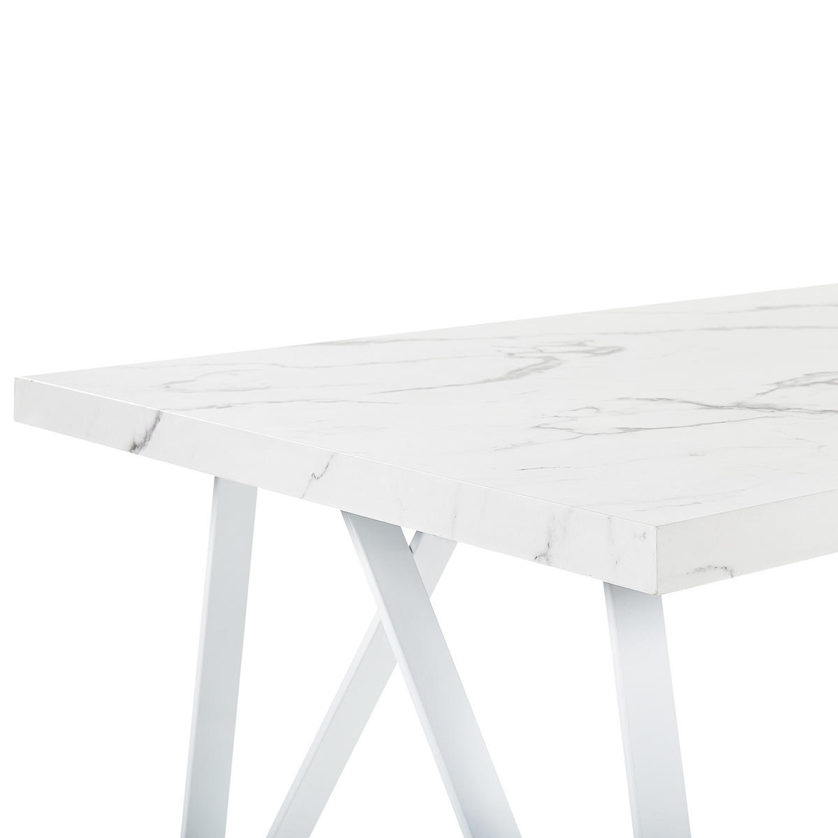 ESSTISCH 160/90/76 cm Weiß grau Rechteckig Grieger - Weiß, Holzwerkstoff (160/90/76cm) - Beliani
