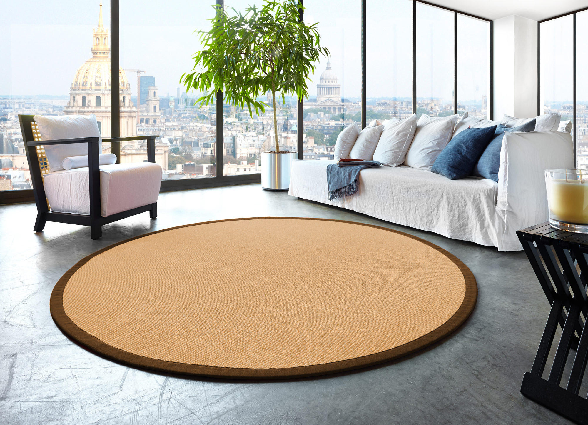 TEPPICH Sisal Manaus chablis/coffee Rund 350cm - Naturfarben/Mokka, Textil (350/350cm) - Astra