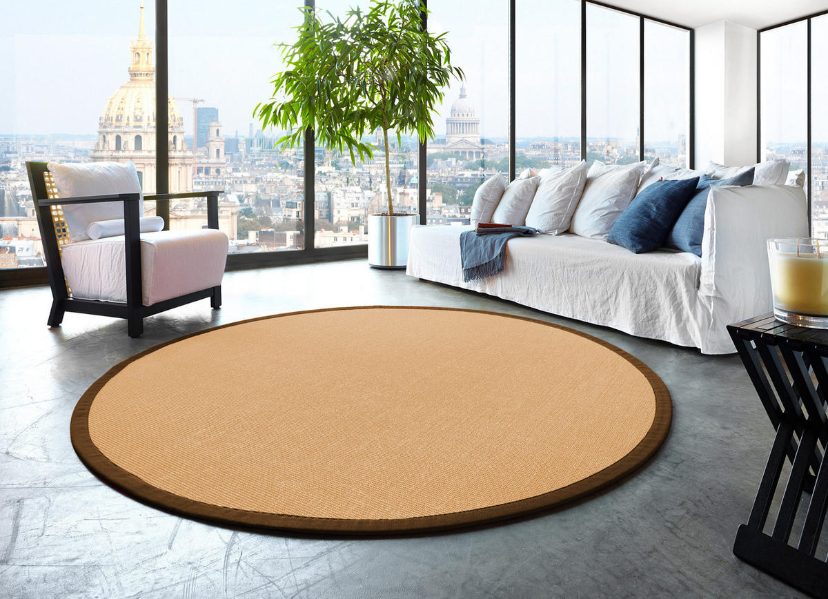 TEPPICH Sisal Manaus chablis/coffee Rund 160cm - Naturfarben/Mokka, Textil (160/160cm) - Astra