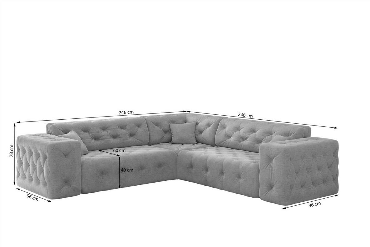 ECKSOFA Chantal - Pink, Holzwerkstoff/Textil (246/246cm) - Fun Möbel