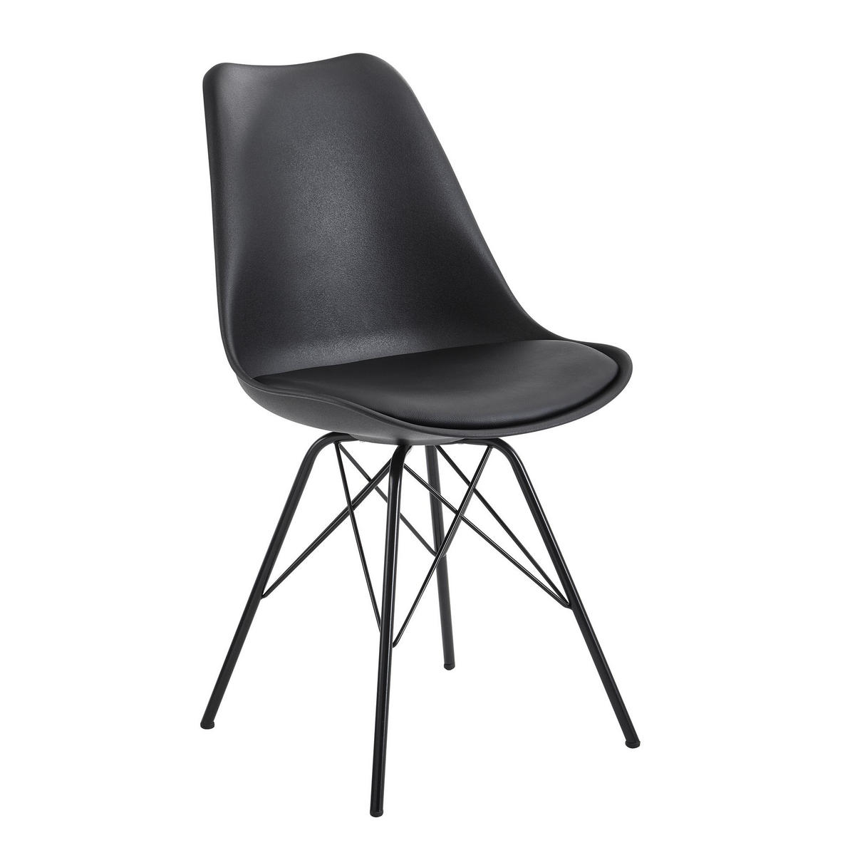 ESSZIMMERSTUHL 2er Set mit Metallgestell Skandinavisch gepolstert, Schwarz 58x48x86 cm - Schwarz, Kunststoff/Textil (58/86/48cm) - KADIMA DESIGN