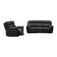 COUCHGARNITUR - 5 Personen - leder - schwarz Pakita - Schwarz, Leder (153/102/92cm) - Vente-Unique