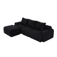 SOFA 268/174/80 cm in Schwarz mit Cupholder und Seitentasche - Schwarz, Textil (174/80/268cm) - Flora Grace