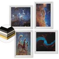 WANDBILDER 4er-Set - 50x50 cm & 40x60 cm Weißer Rahmen - Weltraumlandschaften von Galaxien - Weiß, Kunststoff (50/50cm) - ArtPrintCave