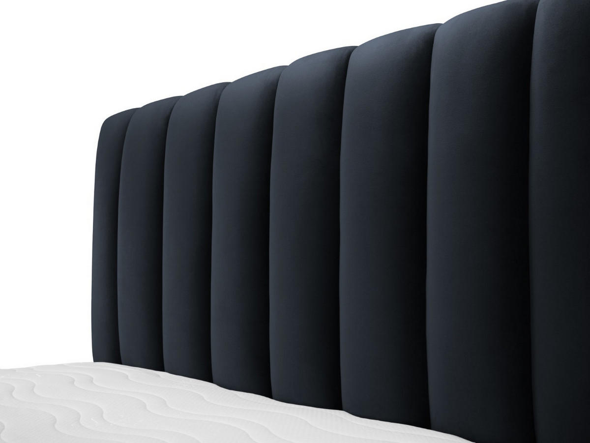 BETT mit Bettkasten und Kopfteil Kelp aus Samt dunkelblau 160x200cm - Dunkelblau, Textil (160/200cm) - Micadoni