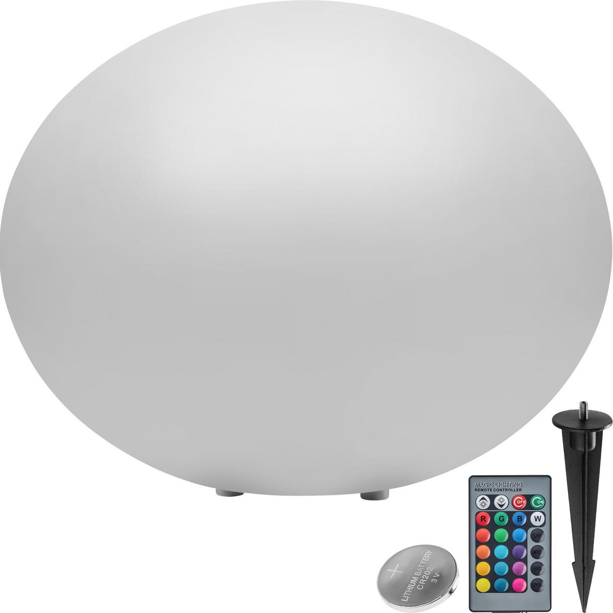 KUGELLEUCHTE Luminous Eye, inklusive Erdspieß, weiß - Weiß, Kunststoff (35/35/21.5cm) - tectake